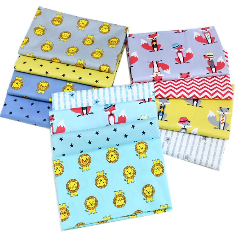 Хлопковая ткань с рисунком лисы льва звезды принтованная для шторы в стиле