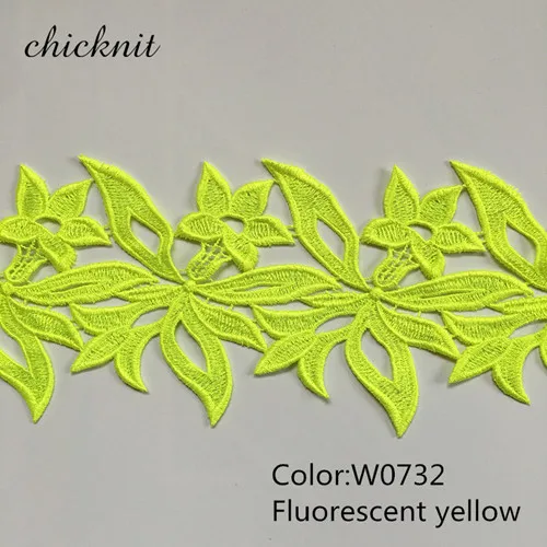 Fluo yellow CHICKNIT 5 ярдов множество цветов Вышитые водорастворимые кружева отделка для шитья adress аксессуары DZ1 - Цвет: Fluo yellow