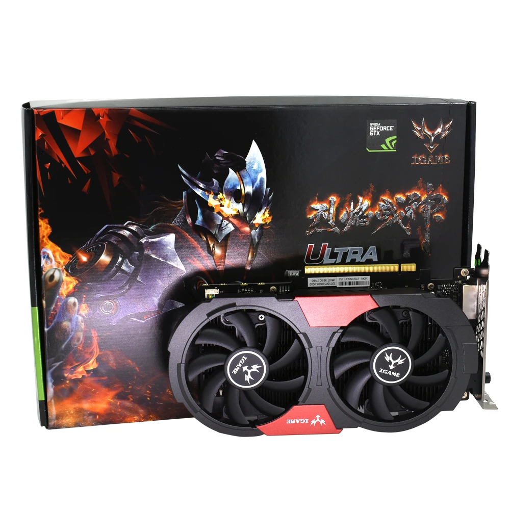 Красочные GeForce iGame gtx1050 NVIDIA GPU 2 ГБ GDDR5 игровой mining pci e x16 3.0 ВИДЕО Графика карты DVI + HDMI