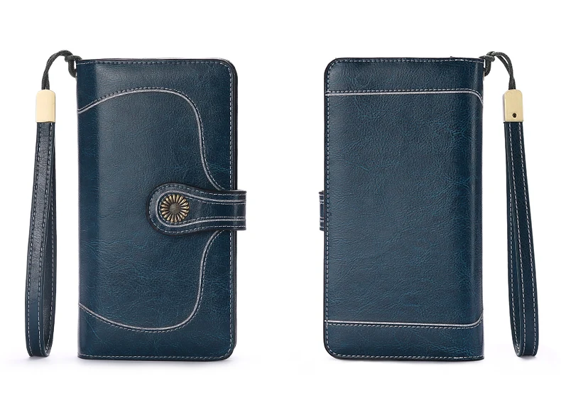 Large Capacity Split Leather Card Holder Quality Wallet Long Women Wallet Zipper Clutch Casual Zipper Retro Purse Women