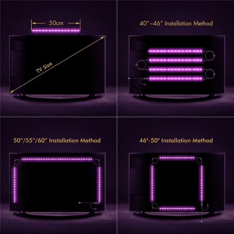 DC5V RGB светильник для ТВ фоновая лампа 1 м 2 водонепроницаемый Светодиодный s кухни