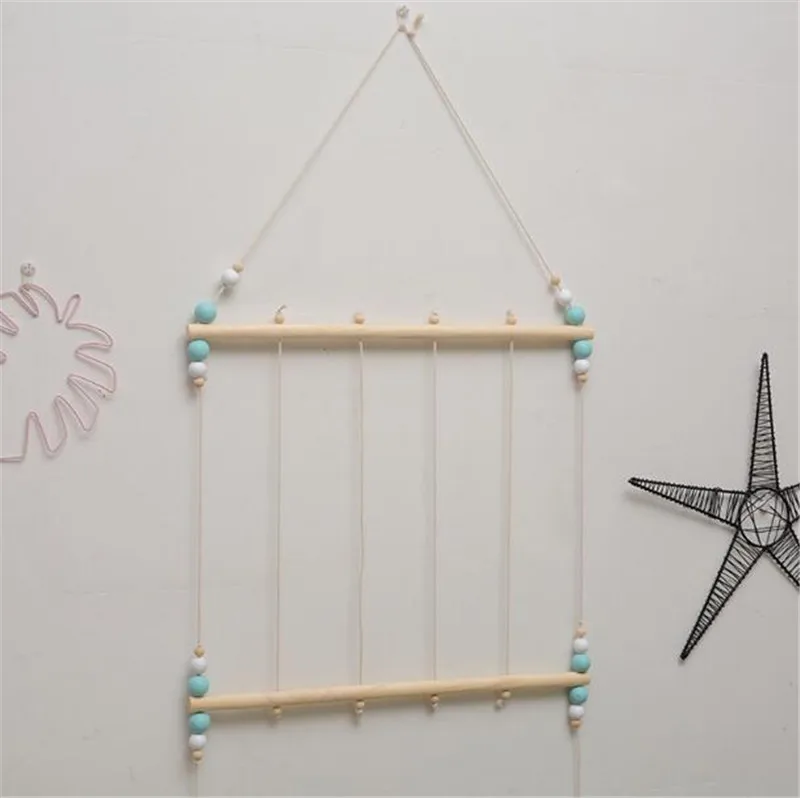 Ins подвесные настенные полки для спальни DIY деревянные бусины настенная полка