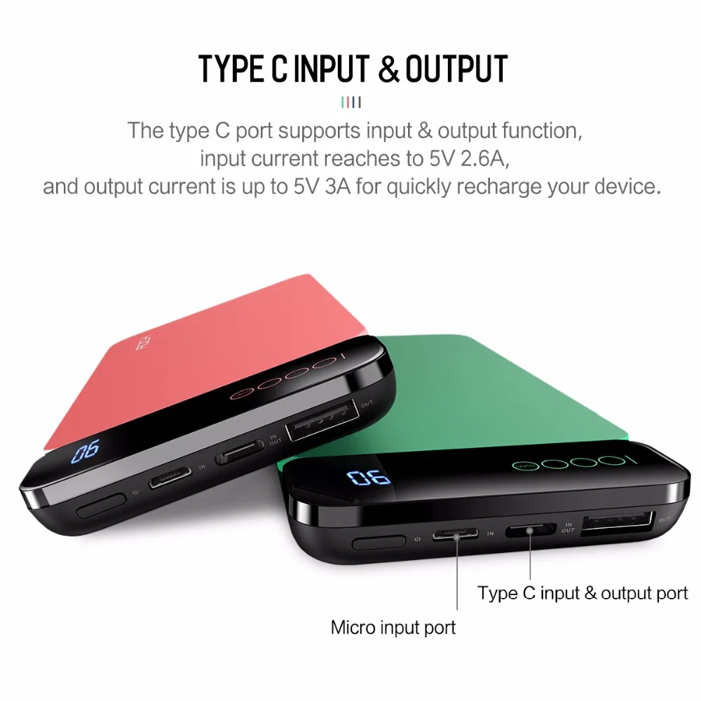 ROCK power Bank 10000 мАч Внешнее зарядное устройство для аккумулятора PoverBank lcd bank