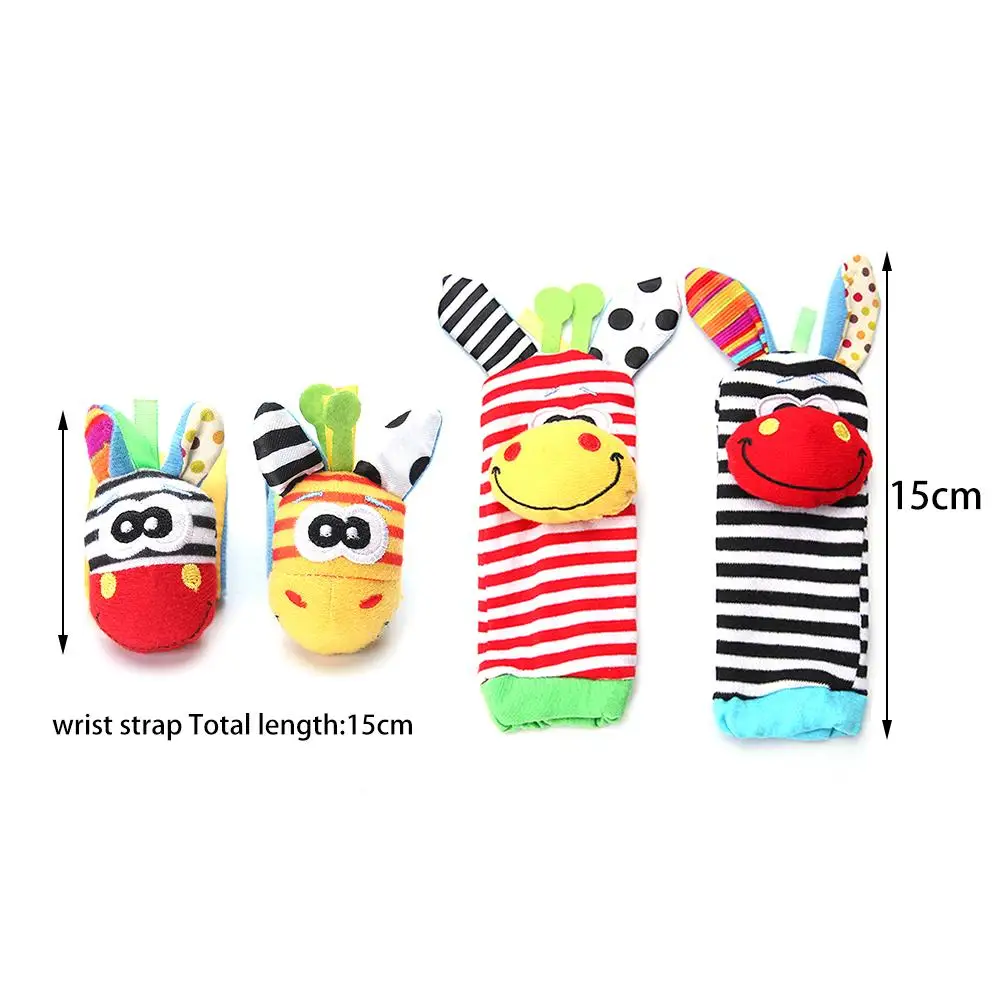 Wrist Strap Rattles Animal Socks Toy New A Pair 2pcs/set Baby Infant Soft Handbells Hand Foot Developmental Toys 0-12Months