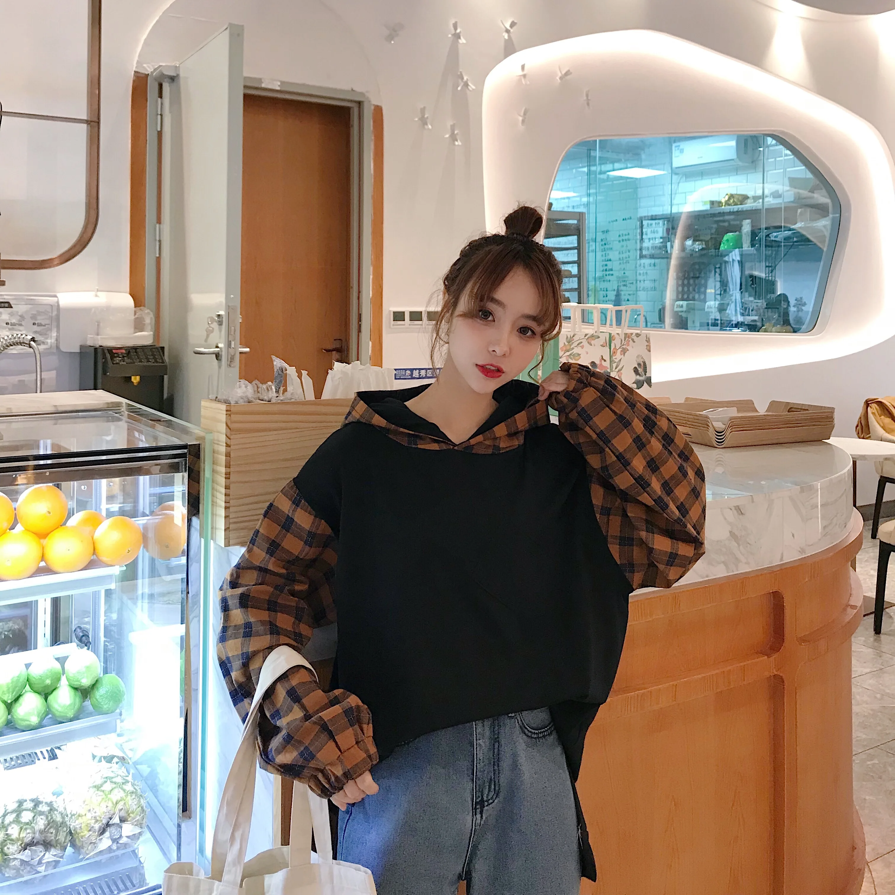 2019 Новое поступление модная весенне-летняя Клетчатая Футболка с