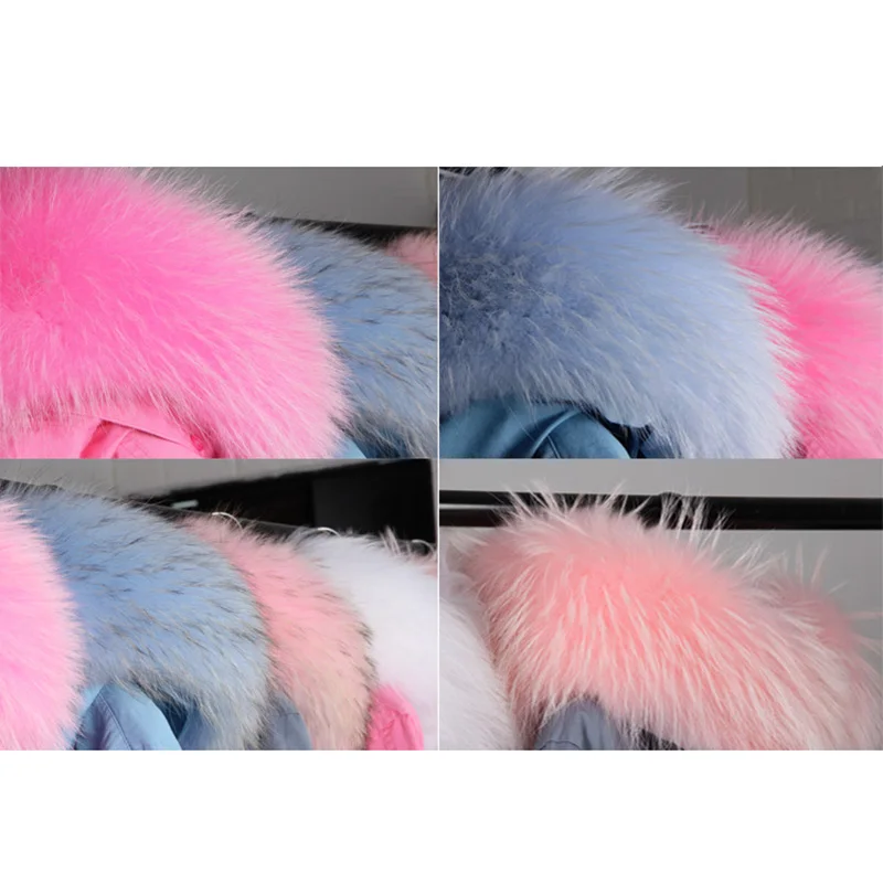 Blufour 2017 длинное зимнее пальто Женская парка розовая шуба воротник из