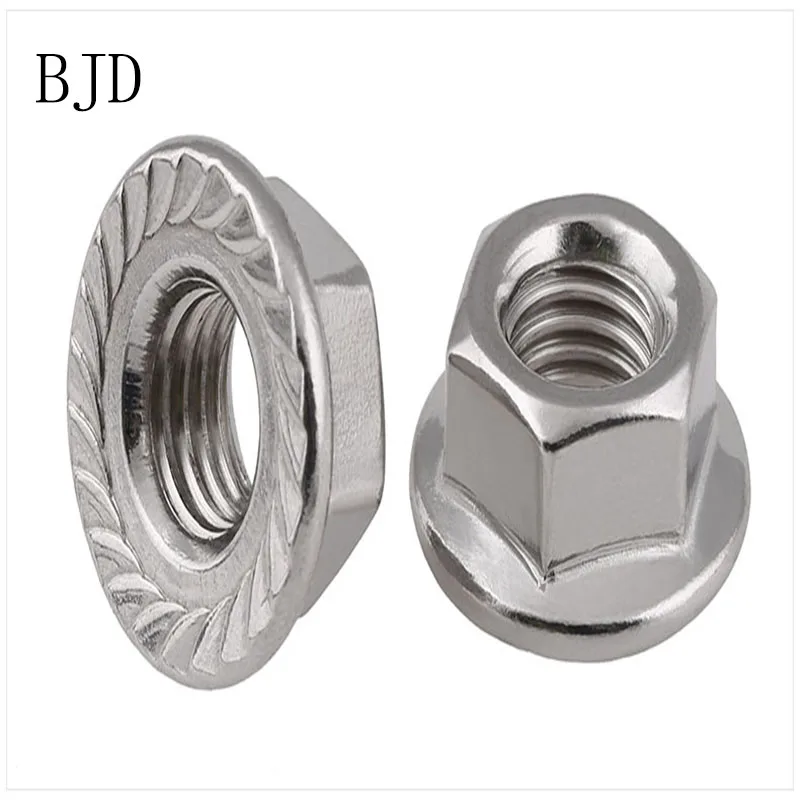 

100PCS M5 5mm nut DIN6923 stainless steel flange nut lock nut lock hex flange hardwar antiskid nut Free shipping