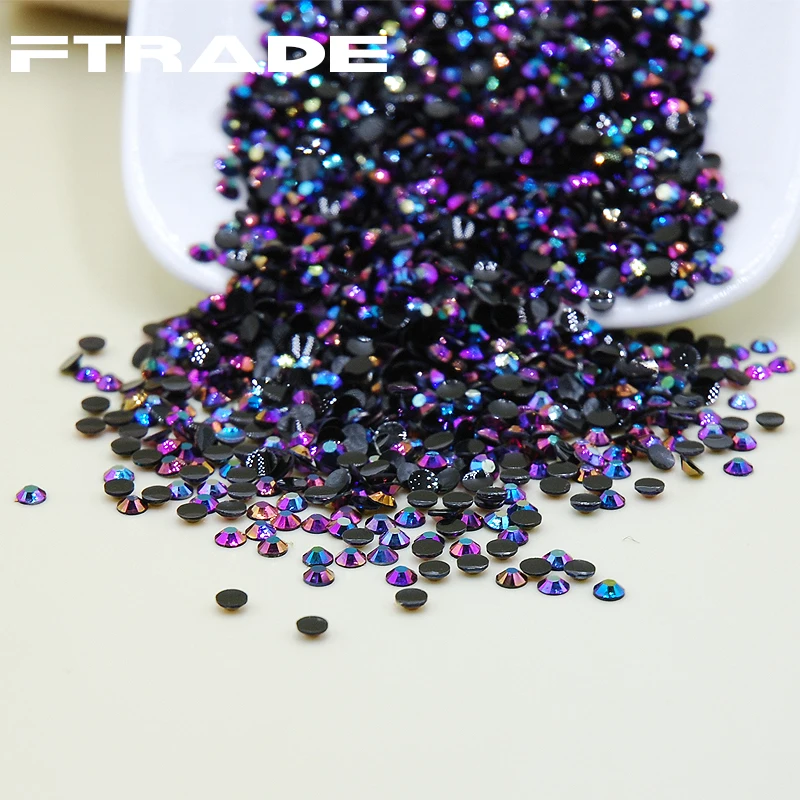 Искусство для ногтей 3D желе Черный AB волшебный Стразы с плоской задней
