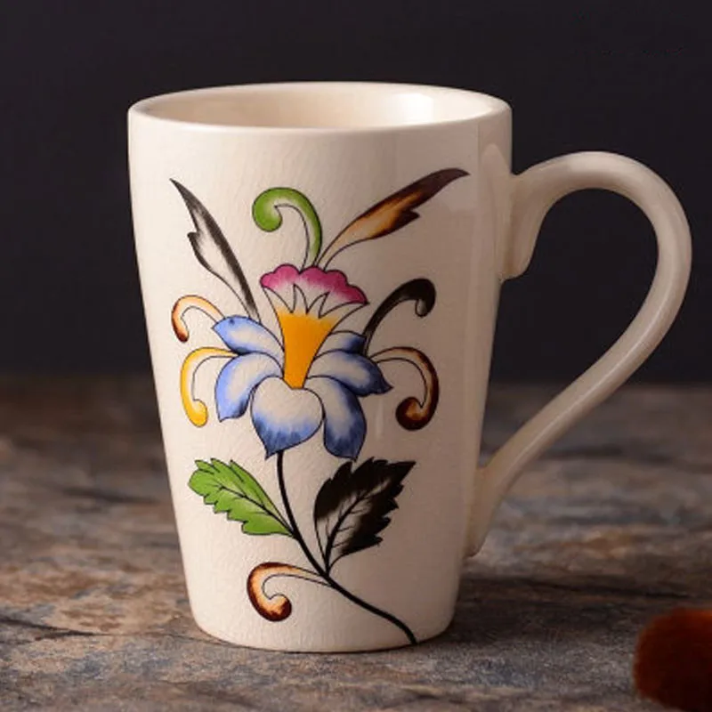 cup with handle B Различные стили европейские творческие керамические парные чашки, ванная комната ледяная, с трещинами керамическая зубная щетка чашка, домашняя ванная комната туалетные принадлежности, J18311 - Цвет: cup with handle B