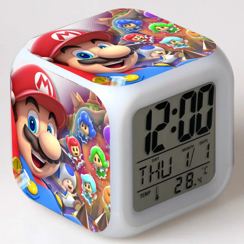 24 Super mario bros Детский будильник, Мультяшные цифровые часы, светильник wake up, светодиодные часы, reloj despertador, настольные часы reveil, настольные часы wekker - Цвет: 24