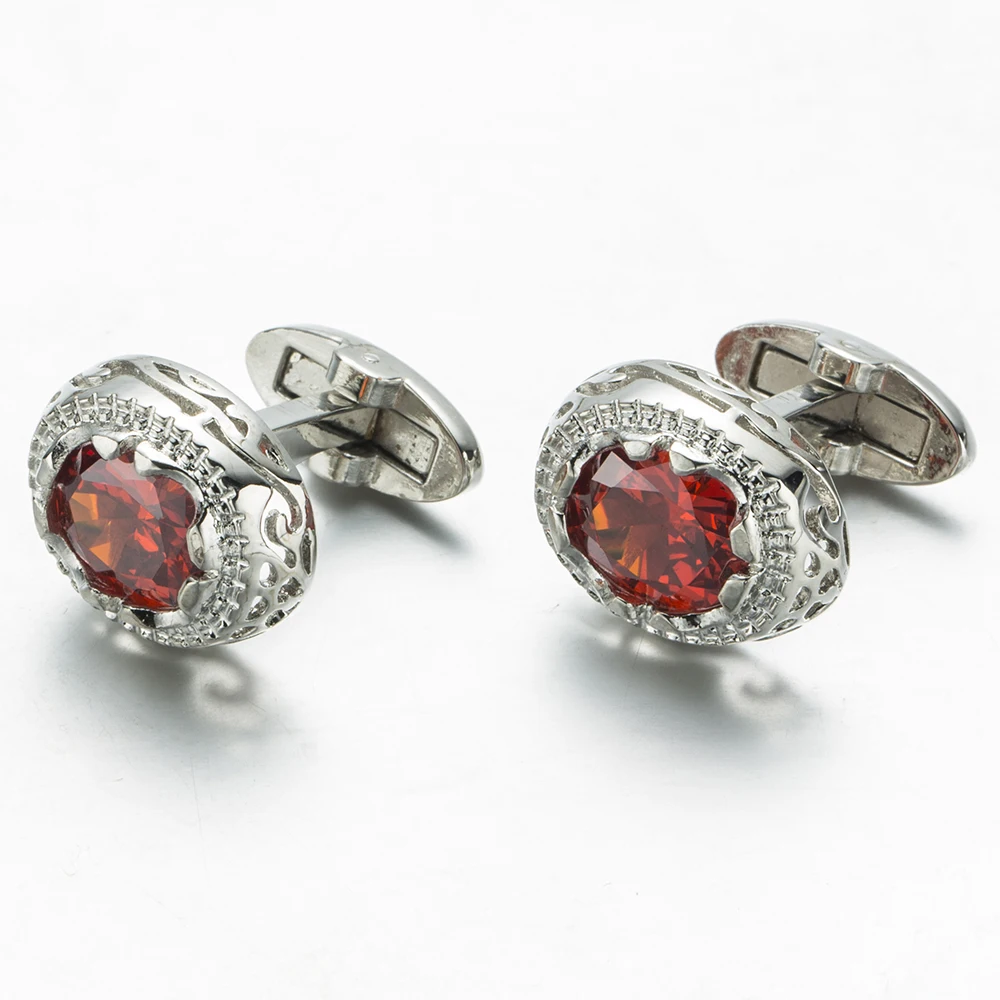 VAGULA Gemelos Classic Silver-color Red Rhineston Copper Cufflink Wedding Suit Shirt Buttons Cuff links 398 | Украшения и