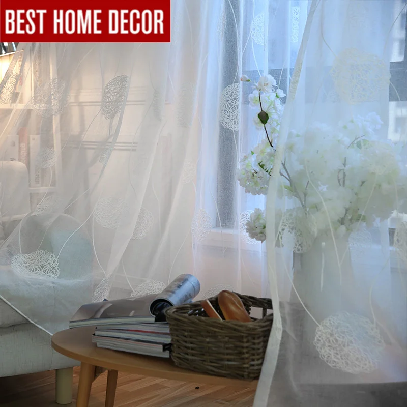 Белая Льняная штора Elka с вышивкой из тюля для гостиной спальни вуаль s кухонного