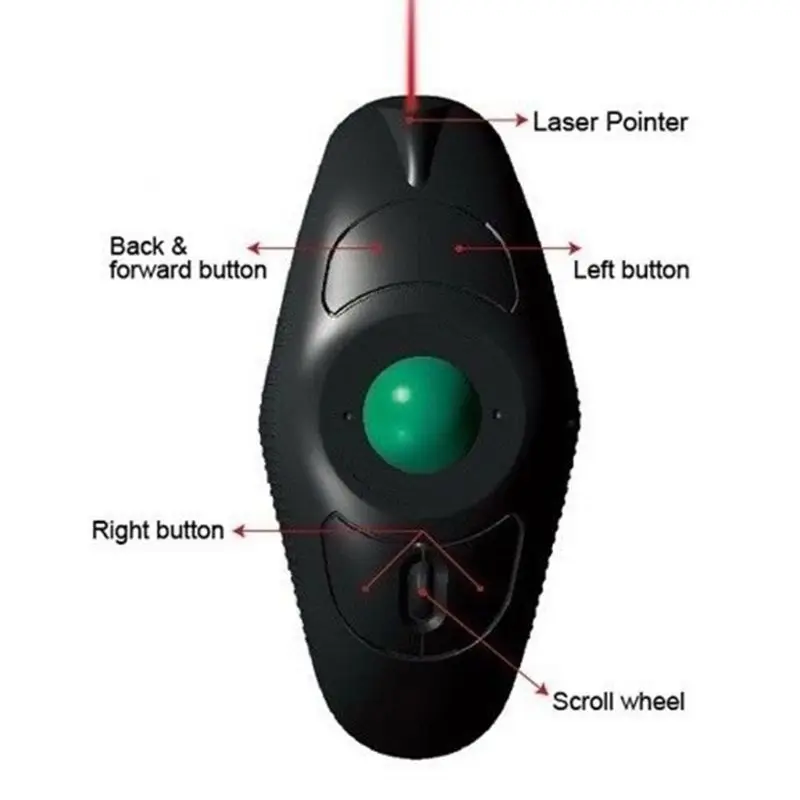 

2.4G Wireless Trackball Mouse Mini Handheld Thumb-Controlled USB Air Mouse Mice for PC Laptop 10M Receiving Range