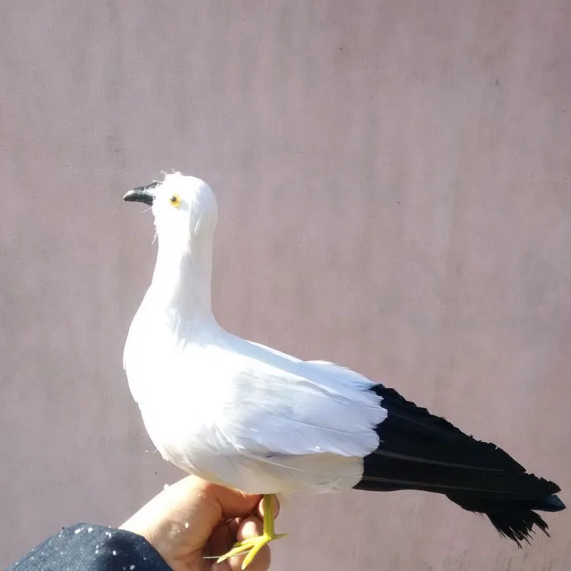 Белые перья чайки птица с черным хвостом ручная работа украшение для дома