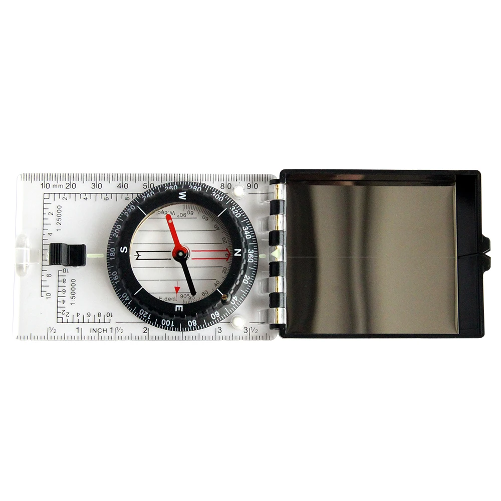 Multifunctional Compass with Ruler Compact Handheld Outdoor Camping Equipment Lanyard Mirror for and Hiking | Спорт и развлечения