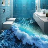 beibehang custom personality 3d summer waves to paint the floor to the ultra green 3d floor to paint the floor paste