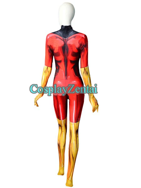 Новинка 2018 костюм темного Феникса для косплея комбинезон Zentai из 3D спандекса
