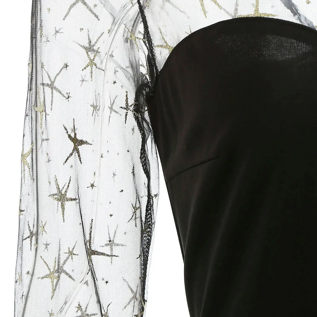 FREE OSTRICH Women Long Sleeve Vintage Casual Dress Christmas Star Elk Print Mesh Winter Party Dresses Autumn | Женская одежда