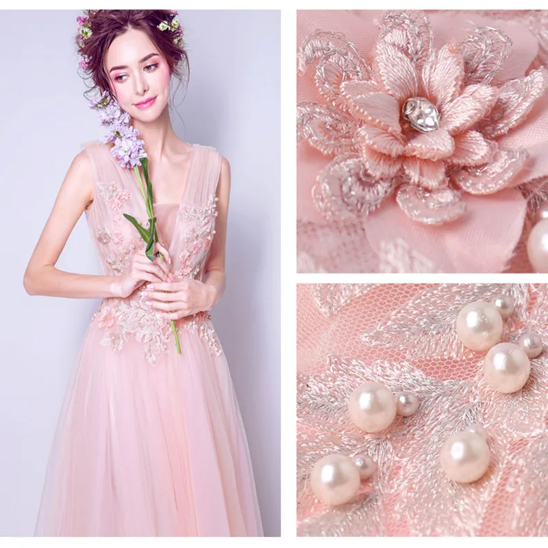 Вечернее платье Abendkleider Robe De Soiree 2019 дизайнерское кружевное розовое на выпускной с