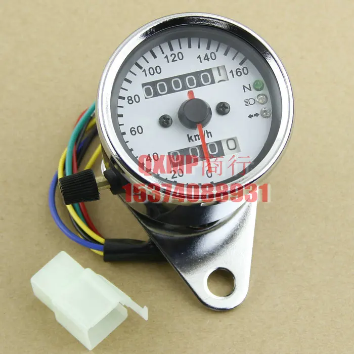 Винтаж хром черный светодиодный CAFE RACER Универсальный 0 - 160 км/ч мотоцикл Скорость