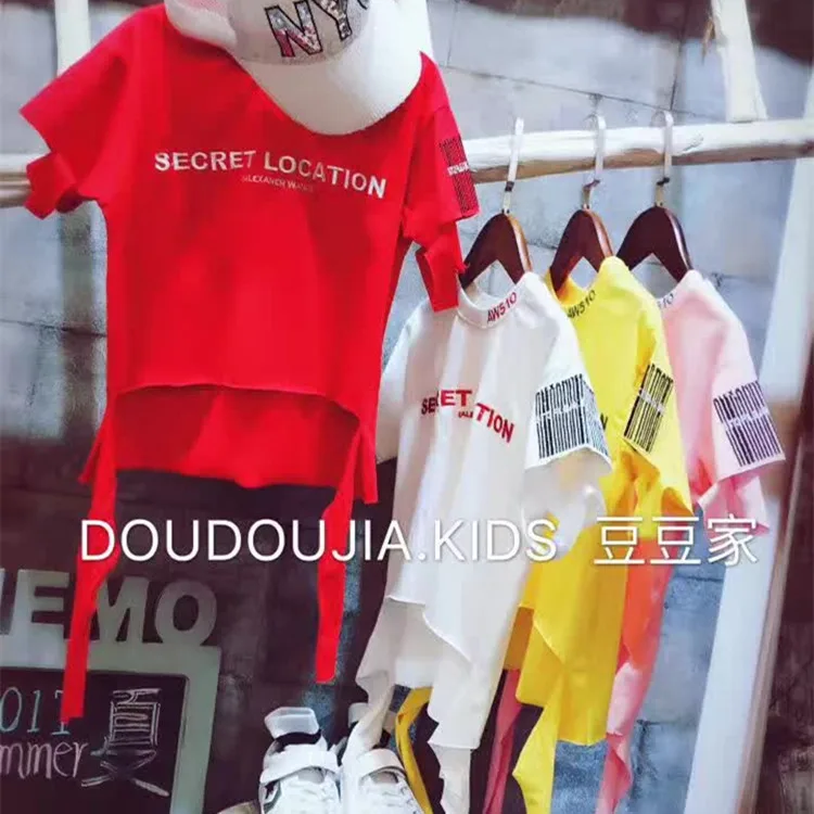 2018 летняя новая детская одежда Повседневная футболка для девочек хлопковая