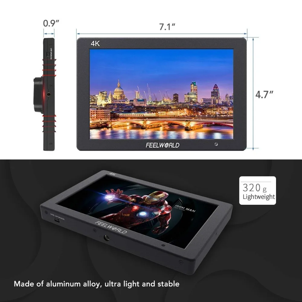 Feelworld T7 7in. Full HD монитор на камере IPS LCD 4K HDMI SDI вход DC Выходная мощность с