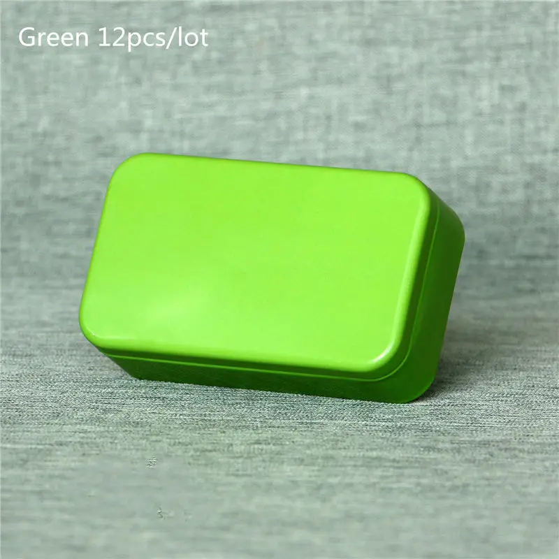 Green Прямоугольная маленькая жестяная банка для чая Мини металлическая коробка 6 карамельные цвета набор контейнеров для хранения с крышкой монеты ключи банки для хранения 12 шт./партия - Цвет: Green