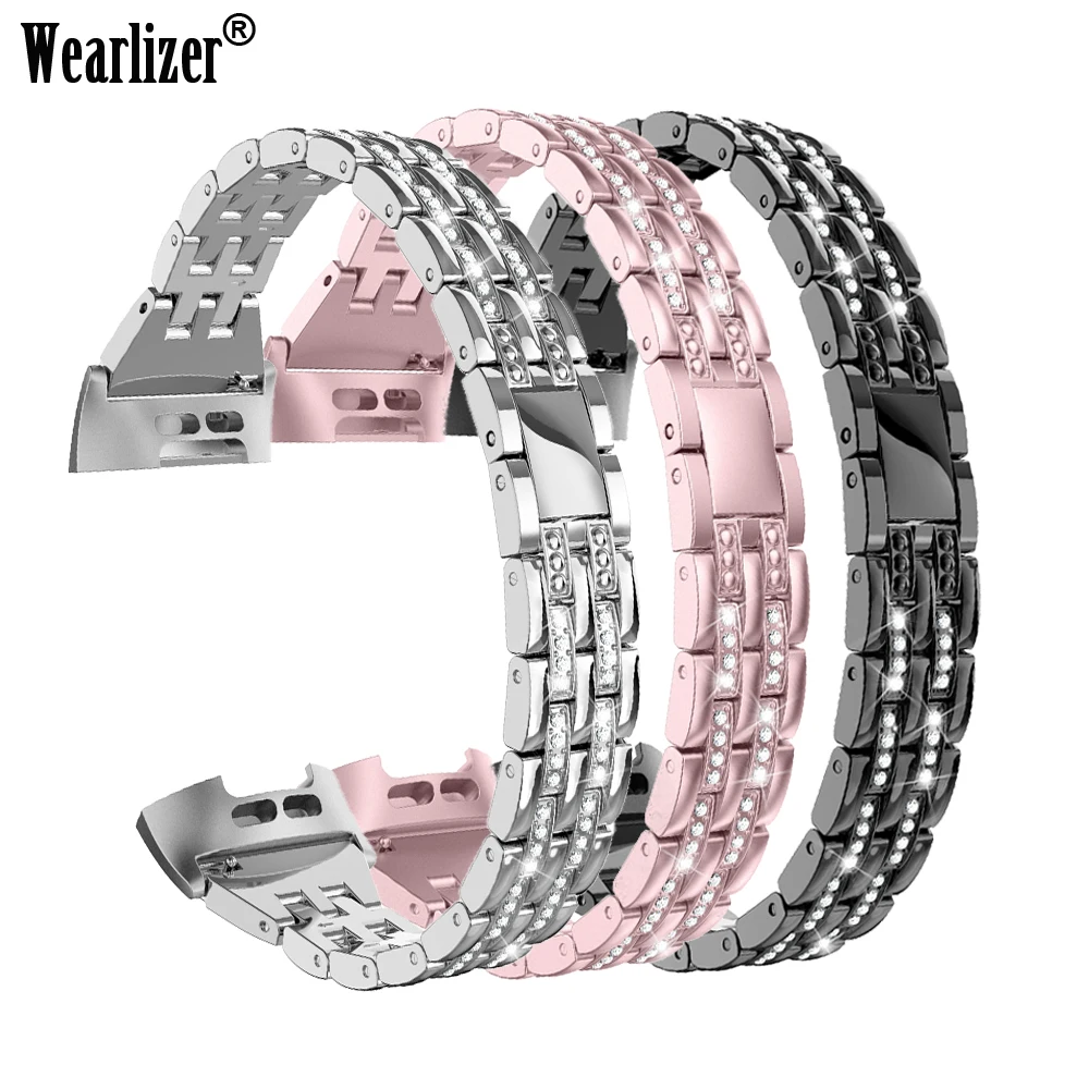 2019 браслет из нержавеющей стали для Fitbit Charge 3 Bling Crystal регулируемый ремешок SE |