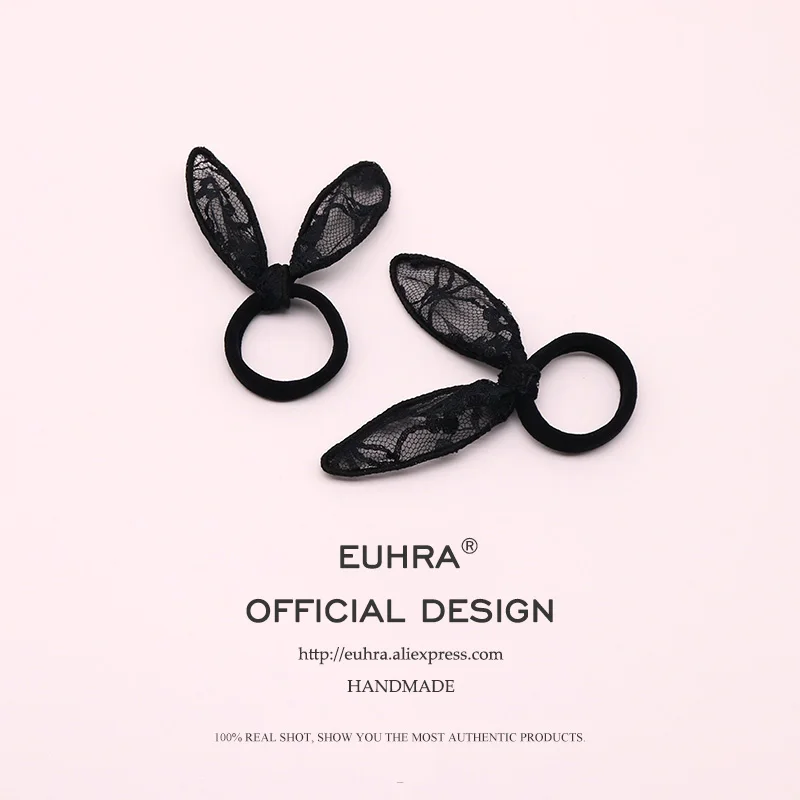 EUHRA/1 шт., эластичные резинки для волос, кружевные кроличьи ушки, кроличьи волосы для женщин, повязка для волос для девочек, детская резиновая лента