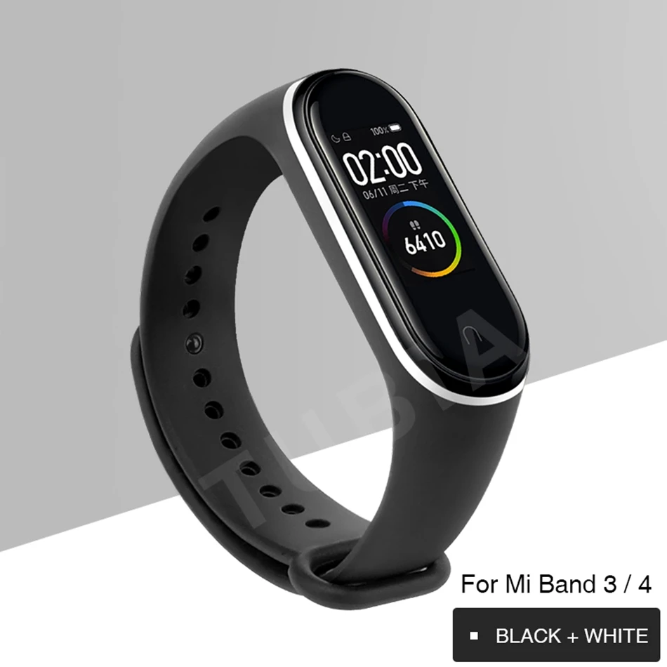 black white AB Clear mi Band 4 3 ремешок на запястье для Xiaomi mi Band 3 4 Браслет Силиконовый mi band 3 4 NFC аксессуары Smart mi band 4 Correa - Цвет: black white AB