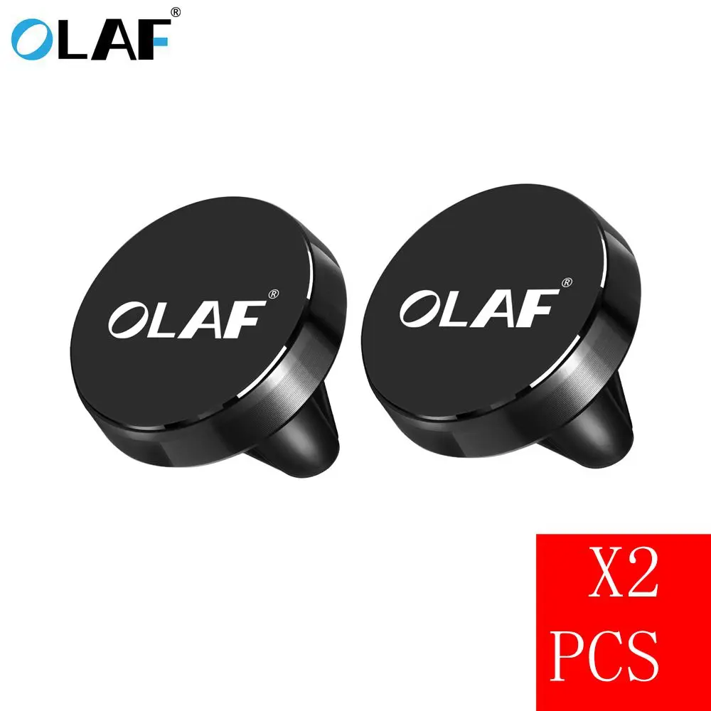 2 PCS Black Универсальный магнитный автомобильный держатель для телефона Олаф, вращающийся на 360 градусов кронштейн, подставка для телефона для iPhone samsung S9 Xiaomi, магнитный держатель на вентиляционное отверстие - Цвет: 2 PCS Black