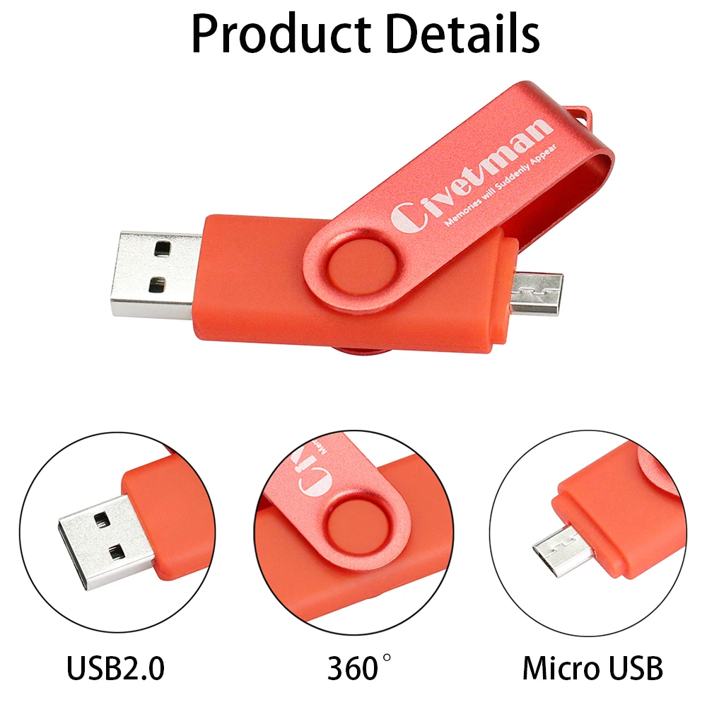 OTG Micro USB флэш накопитель металлический 8 ГБ 16 32 64 128 2 0 флешка для смартфона|USB