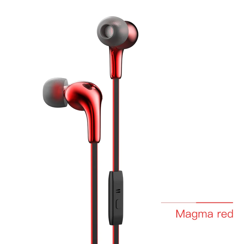 Red НОСО metallic-вкладыши наушники Спорт наушников стерео Шум изоляции с микрофоном Проводная гарнитура 3,5 мм разъем для iphone X 8 7 - Цвет: Red