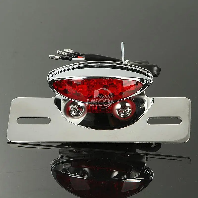 

Motorcycle Chrome Integrated LED Light Tail Brake License Plate Mount Holder