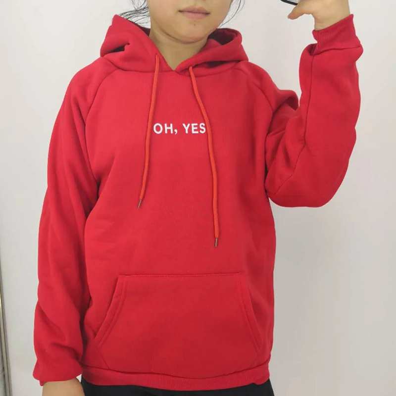 Осенне зимний модный красный пуловер с принтом Ohyes Harajuku утепленные свободные