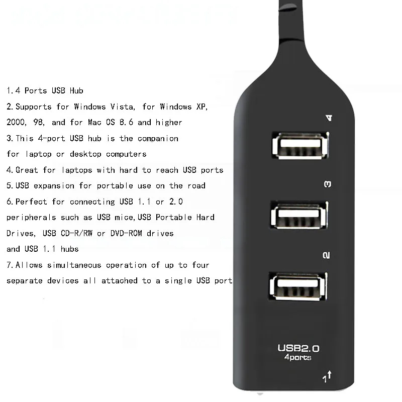 Высокоскоростной Разветвитель USB 2 0 с 4 портами адаптер для ПК ноутбука