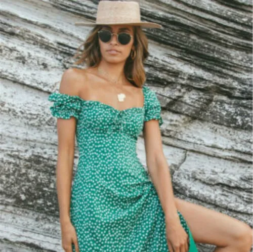 Женское платье в горошек Boho элегантное вечернее с цветочным принтом Клубная