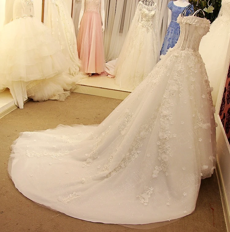 CloverBridal лодочка декольте кружева цветы аппликации вышивка бисером boned Иллюзия корсета 100 см поезд синее свадебное платье
