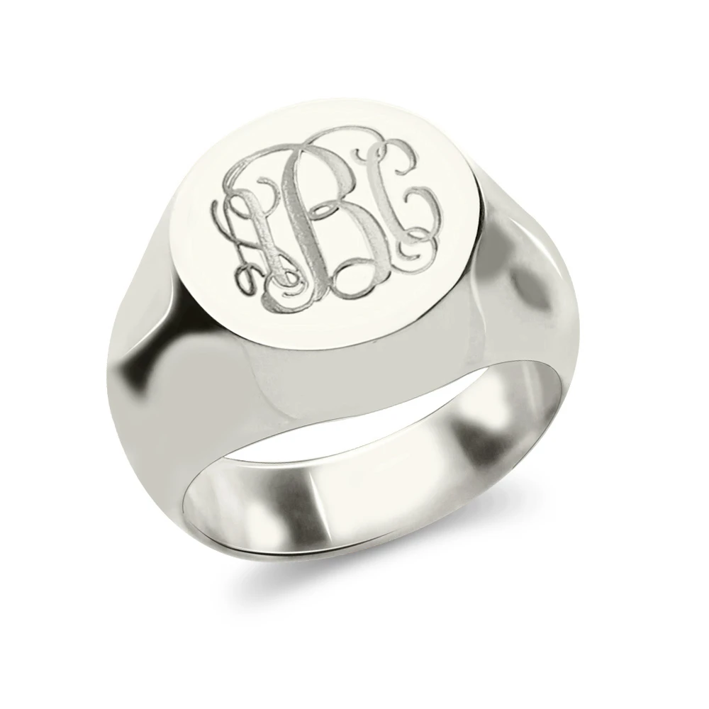 Sweey дропшиппинг гравировочная вывеска сияющая монограмма кольцо серебро розовое