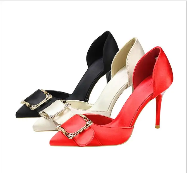2018 new Fashion elegant shoes with high-heeled satin belts side buckle nightclub sandals female | Обувь