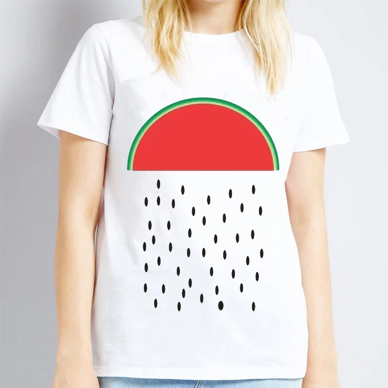 Новое поступление плюс Размеры Летняя мода арбуз короткий рукав с милым принтом