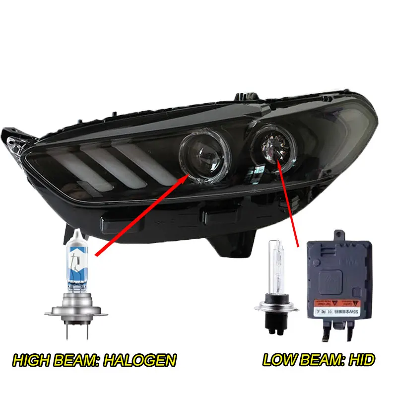 HID Набор для автостайлинга для фар Ford Mondeo 2013 светодиодный фонарь DRL Объектив двойной луч HID Xenon автомобильные аксессуары - Цвет: HID