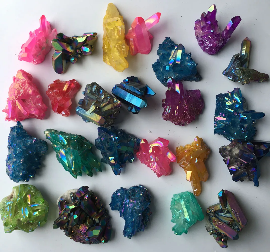 1246 г 24 шт больше цветов аура кварцевый кристалл Титан висмута кремния кластер
