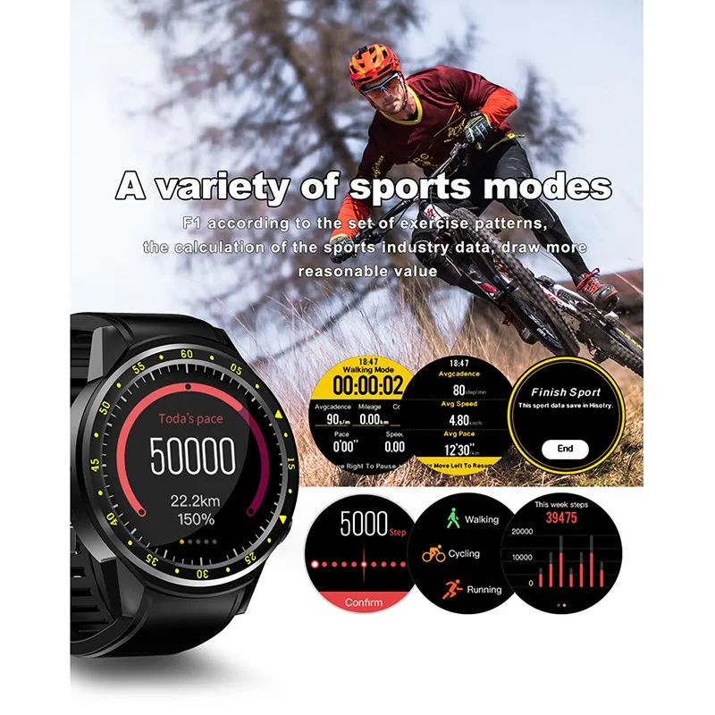 F1 Спортивные Смарт-часы с GPS камерой поддержка секундомера Bluetooth умные часы