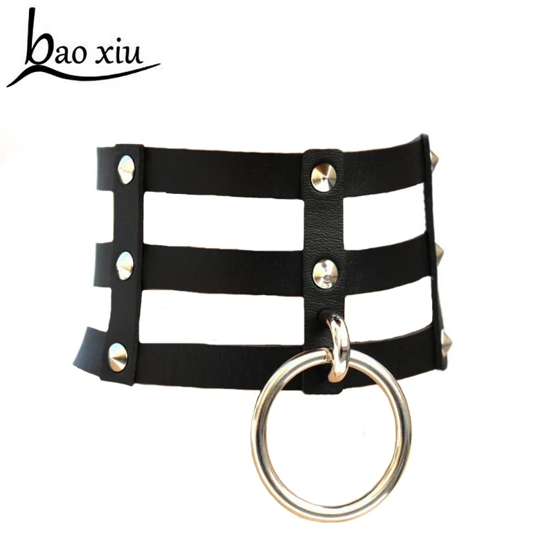 

Sexy Handmade Kawaii Lolita Three Row Caged Necklace Rivets Clear Transparent Vinyl Leather sexy Choker Collar