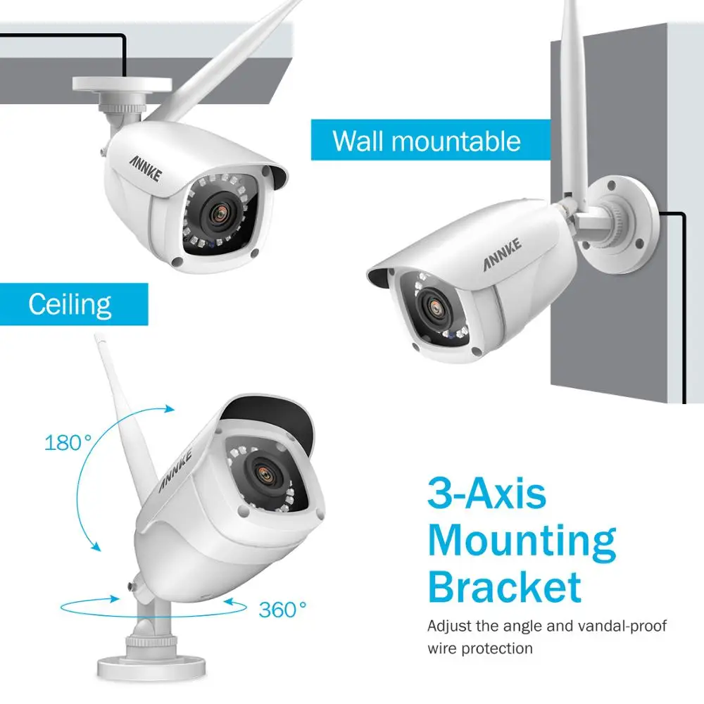ANNKE 4 шт. FHD 1080P IP WiFi беспроводная видеокамера охранной системы пуля