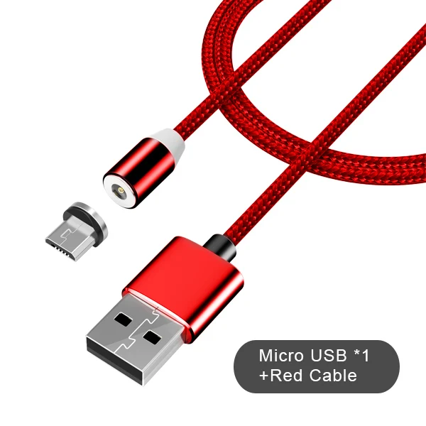 Micro Red Cable NOHON светодиодный кабель для быстрой зарядки на магните, 8-контактный Micro usb type C для iPhone X 7 8 6 Xiaomi 4 3 в 1, магнитные кабели для зарядки - Цвет: Micro Red Cable