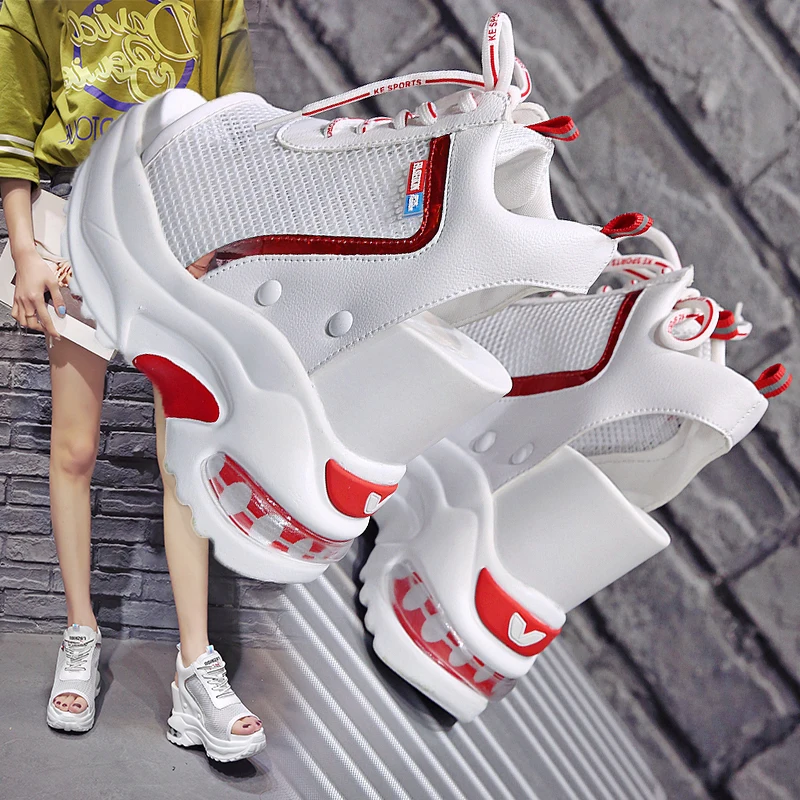 10 Ультра Увеличение роста женские сандалии летние на платформе повседневные