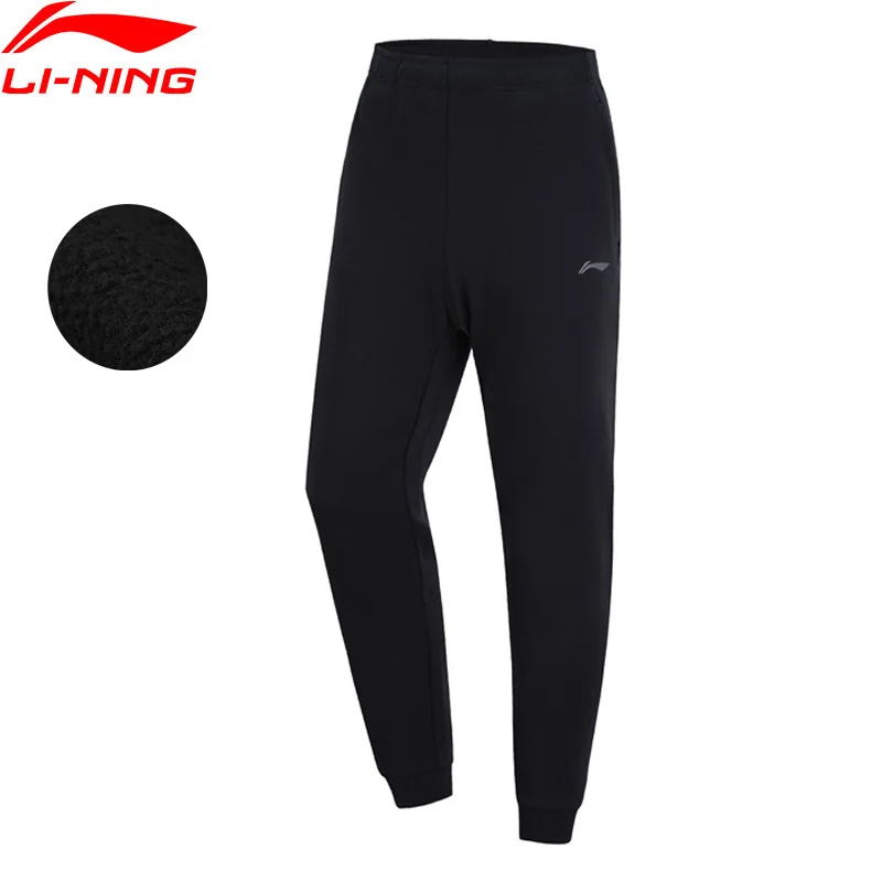 Li Ning мужские тренировочные брюки из теплого флиса с 3D облегающей подкладкой