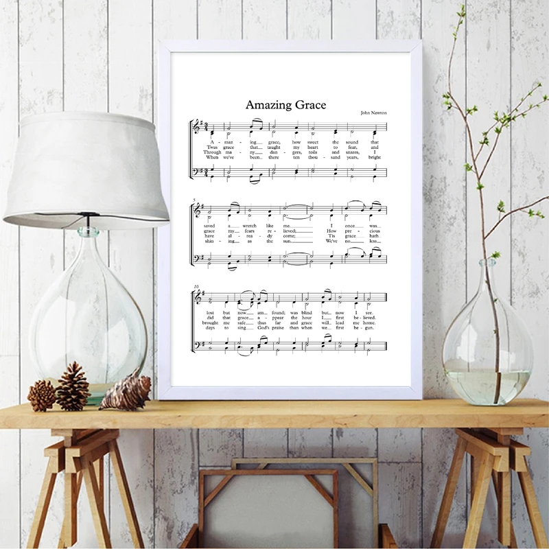 Amazing Grace Choir Hymn Sheet Music Canvas Art Poster Prints Minimalism Painting Wall Picture for Living Room Home Decor | Дом и сад